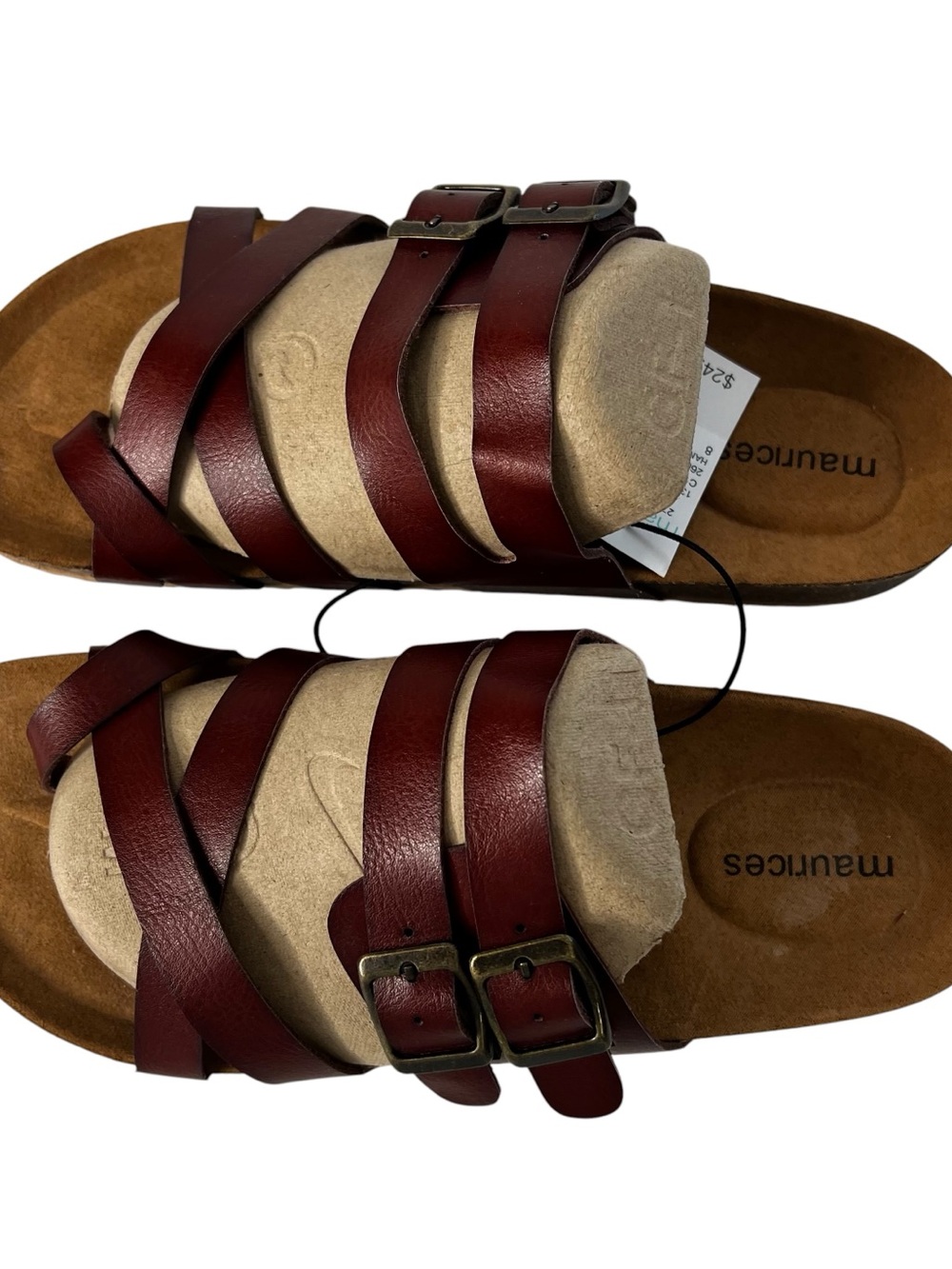 Maurices Brown Leather Strappy Buckle Comfort Sandals Sz 8 All Man-Made Material - Picture 3 of 12